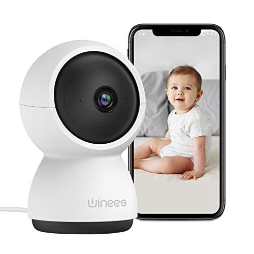 2K Indoor Security Camera, Winees Baby Camera with 2-Way Audio, PTZ, WiFi Camera for Human/Pet/Motion Detection, Clear IR Night Vision, Auto Tracking, Support on PC and Mobile, 2.4G, Alexa Compatible