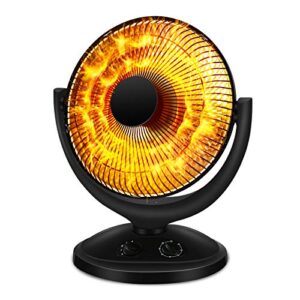 Antarctic Star Space Heater, Portable Heater Electric Ceramic Small Heater Indoor Use Oscillating Radiant Dish Heater Overheat Protection Quiet with Adjustable Tilt For home or office, 800W Black.