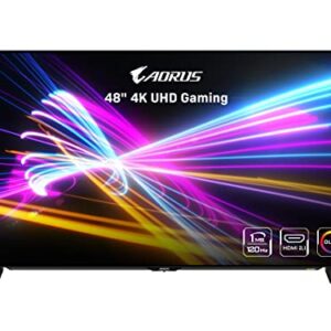 AORUS FO48U 48" 4K OLED Gaming Monitor, 3840x2160 Display, 120 Hz Refresh Rate, 1ms Response Time (GTG), 1x Display Port 1.4, 2x HDMI 2.1, 2x USB 3.0, with USB Type-C, Space Audio