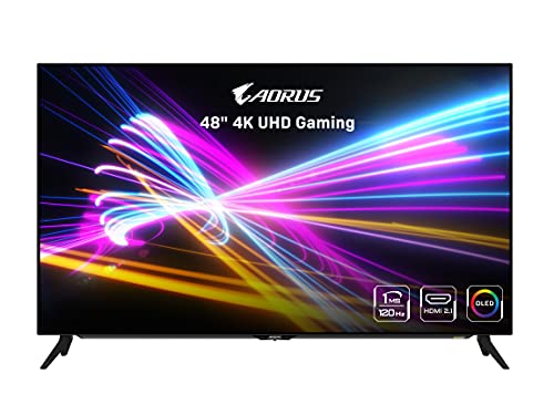 AORUS FO48U 48" 4K OLED Gaming Monitor, 3840x2160 Display, 120 Hz Refresh Rate, 1ms Response Time (GTG), 1x Display Port 1.4, 2x HDMI 2.1, 2x USB 3.0, with USB Type-C, Space Audio
