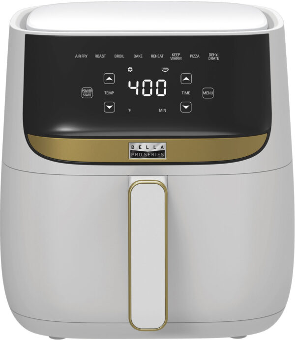 Bella Pro Series - 6-qt. Digital Air Fryer with Matte Finish - Matte White with Gold Accents