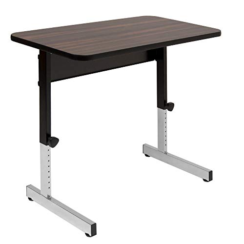 Calico Designs Adapta Height Adjustable Office Desk, All-Purpose Utility Table, Sit to Stand up Desk Home Computer Desk, 23" - 32" in Powder Coated Black Frame and 1" Thick Walnut Top, 36 Inch