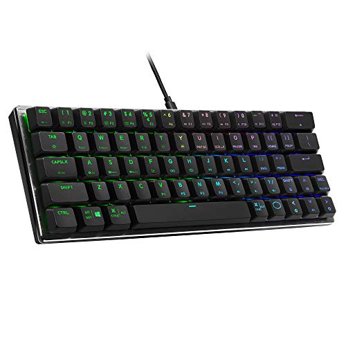 Cooler Master SK620 60% Gunmetal Mechanical Keyboard with Low Profile Red Switches, New and Improved Keycaps, and Brushed Aluminum Design