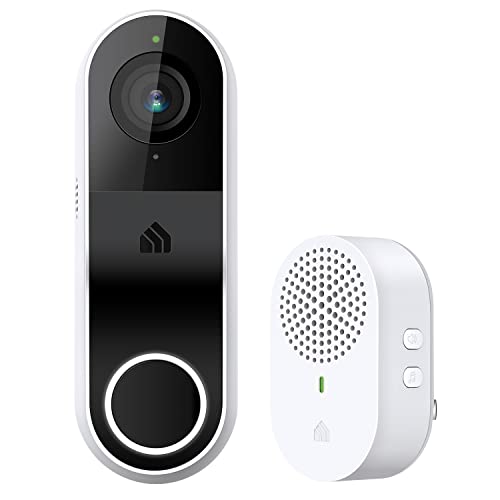 Kasa Smart Video Doorbell Camera Hardwired w/ Chime, 3MP 2K Resolution, 2-Way Audio, Real-Time Notification, Cloud & SD Card Storage, Alexa & Google Assistant Compatible (KD110), White, Black