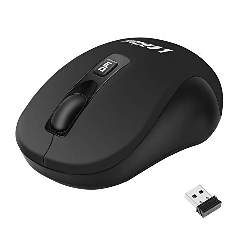LeadsaiL Wireless Computer Mouse, 2.4G Portable Slim Cordless Mouse Less Noise for Laptop Optical Mouse with 4 Buttons, AA Battery Used, USB Mouse for Laptop, Desktop, MacBook