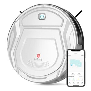 Lefant Robot Vacuum Cleaner, Tangle-Free, Strong Suction, Slim, Low Noise, Automatic Self-Charging, Wi-Fi/App/Alexa Control, Ideal for Pet Hair Hard Floor and Daily Cleaning, M210 White