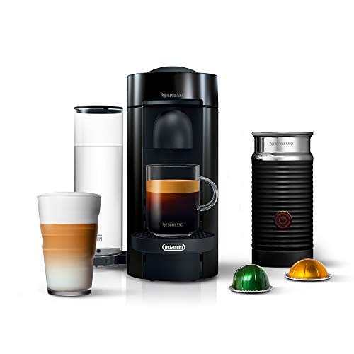 Nespresso VertuoPlus Coffee and Espresso Machine by De'Longhi with Milk Frother, Ink Black