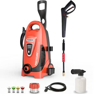 PowRyte Electric Pressure Washer, Foam Cannon, 4 Different Pressure Tips, Power Washer, 3000 PSI 2.4 GPM, Orange (PA3O3000)