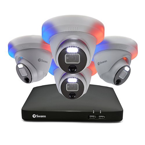 Swann - Enforcer 1080p, 8-Channel, 4-Dome Camera, Indoor/Outdoor Wired 1080p 1TB DVR Home Security Camera System - White