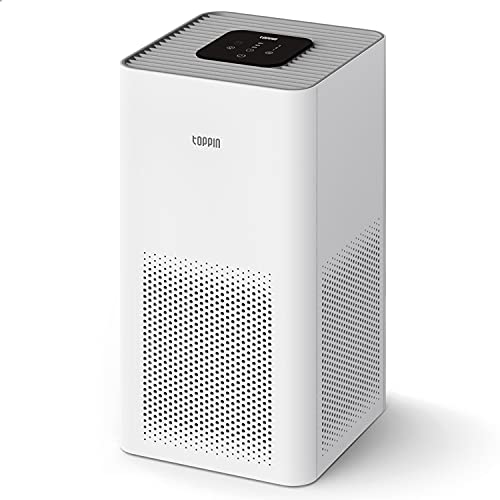 TOPPIN Air Purifiers for Pets in Bedroom, TPAP001 H13 HEPA Air Filter for Home Large Room Up to 645ft², Air Cleaner for 99.97% Smoke, Dust, Allergies, Pollen, Odor, 21db Filtration System Eliminator