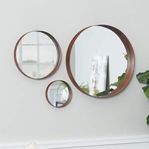 Walker Edison Round Copper Wall Mirror Set Vanity Bathroom Bedroom Entryway, Set of 3, Copper