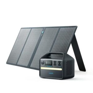 Anker 535 Solar Generator, Powerhouse 512Wh with 1 * 100W Solar Panel, Power Station with LiFePO4, 4 * 110V AC Outlets, 60W USB-C PD Output, LED Light for Outdoor Camping, RV, Power Outage