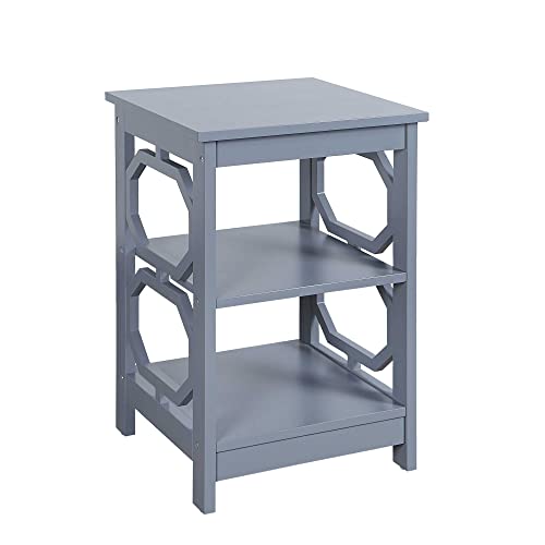 Convenience Concepts Omega End Table with Shelves, Gray