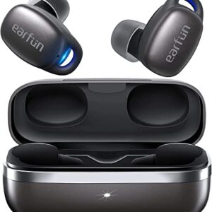 EarFun Free Pro 2 Wireless Earbuds, Hybrid Active Noise Cancelling Earbuds, Bluetooth 5.2 Earbuds with 6 Mics, Stereo Sound Deep Bass in-Ear Headphones, Game Mode Earphones, Wireless Charging, Black