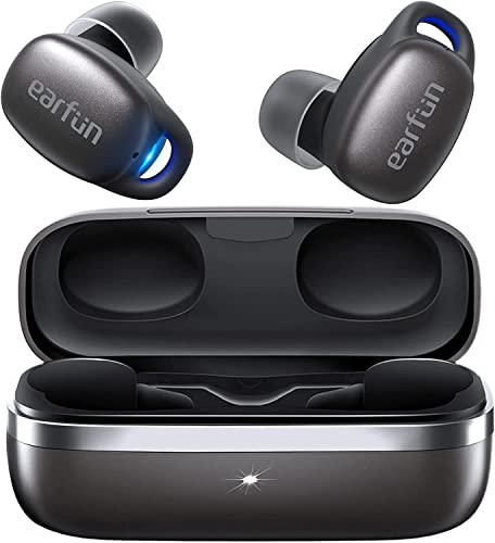 EarFun Free Pro 2 Wireless Earbuds, Hybrid Active Noise Cancelling Earbuds, Bluetooth 5.2 Earbuds with 6 Mics, Stereo Sound Deep Bass in-Ear Headphones, Game Mode Earphones, Wireless Charging, Black