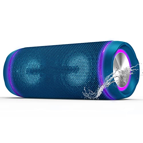 EDUPLINK Bluetooth Speakers Louder Volume Deep Bass Long Battery Life IP67 Waterproof Charge Out for Outdoor (Blue)
