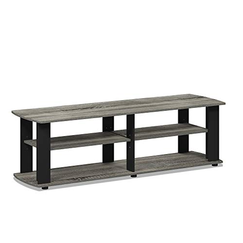 FURINNO Nelly Entertainment Center TV Stand, Short 43.3"(W) x13.4(H) x13.1(D), French Oak Grey/Black