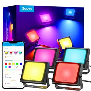 Govee Outdoor Lights RGBIC Flood Lights, Landscape Lighting with 35 Scene Modes, Smart Color Changing Outdoor Wall Washer Lights with App Control, IP65 Patio Lights for Garden Yards, 4 Pack