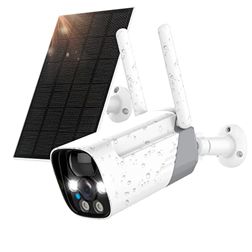 HAWKRAY Solar Security Outdoor Camera Wireless,Solar-Powered Rechargeable Battery,2K Resolution 3X Digital Zoom,WiFi Camera IP66,AI,PIR Motion Detection, 2-Way Audio, Color Night Vision,Cloud/Micro SD