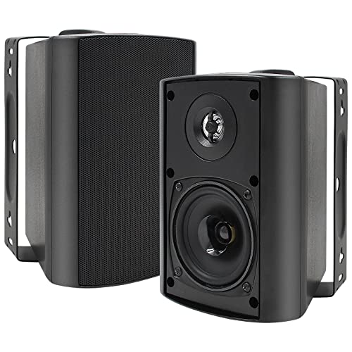 Herdio 4 Inch Outdoor Bluetooth Speakers Waterproof Wireless,Indoor, Patio,Deck Wall Mount Speakers (Black)