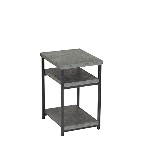 Household Essentials Side Table | End Table with Shelf for Storage | Faux Slate Concrete