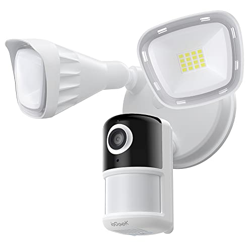 ieGeek Floodlight Camera, Outdoor Home Security Camera, 2K Wired Flood Light Camera Outdoor with Motion Sensor Cam, 2600 Lumens, Color Night Vision, 110dB Siren, 2 Way Audio, IP65