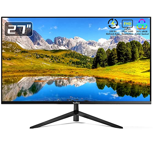 InnoView 27 inch Monitor 100HZ 4000:1 Contrast Ratio FHD 1080P Gaming Display Ultra-Thin Screen HDMI VESA Tilt Adjustable Computer Monitors Built-in Speakers