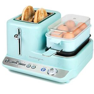 Nostalgia Classic Retro 3-in-1 Breakfast Station, 2-Wide Slot Toaster With Adjustable Toasting Control, Non-Stick Griddle, 6 Capacity Egg Cooker With Lid