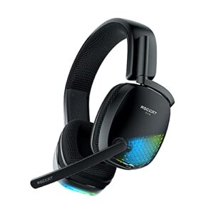 ROCCAT Syn Pro Air Wireless PC Gaming Headset, Lightweight, 3D Audio Surround Sound, Noise Cancelling Microphone, RGB AIMO Lighting, All-Day Battery Life, Computer Gamer Headphones, Black