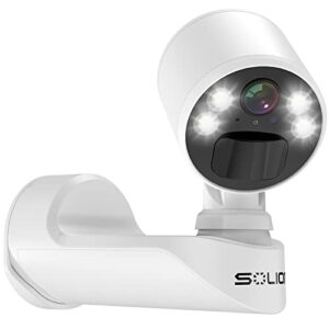 SOLIOM P60 Mini with 330° Pan Rotation Security Cameras Wireless Outdoor, 1080P Battery Powered WiFi with Spotlight Color Night Vision, 2-Way Audio,Siren, Motion Detection