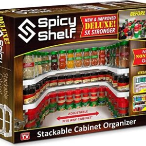 Spicy Shelf Deluxe - Expandable Spice Rack and Stackable Cabinet & Pantry Organizer (1 Set of 2 shelves) - As seen on TV(Spicy Shelf Deluxe)