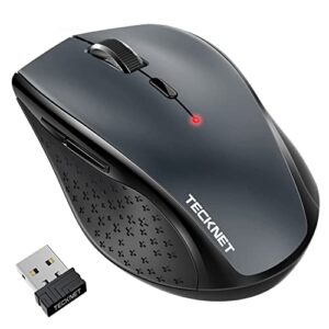 TECKNET Wireless Mouse for Laptop, 2.4G Wireless Computer Mouse with 3200 Adjustable DPI, 30 Months Battery, Ergonomic Grips, 6 Buttons Cordless Mouse, Portable Optical USB Mouse for PC, Laptop, Mac