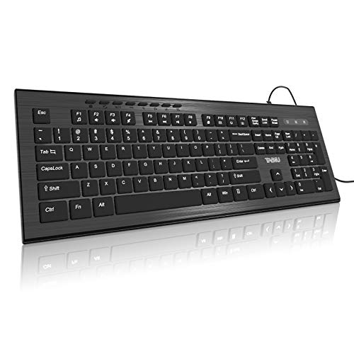 TNBIU Wired Keyboard for Laptop, Quiet Wired Keyboard for Desktop Computer Full Size, Chiclet USB Keyboard for Windows/PC/Laptop/Desktop/Surface/Chromebook