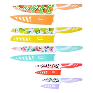 UPTRUST Knife Set, 10-piece Kitchen Knife Set Nonstick Coated with 5 Blade Guard, Multicolored Fruit Knives, Perfect as a Thanksgiving Day, Christmas gift