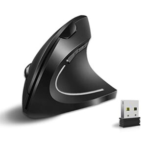 Vassink Ergonomic Mouse, Rechargeable Wireless Mouse, 2.4GHz Rechargeable Wireless Vertical Optical Mice with USB Receiver, 6 Buttons, 800/1200/1600 DPI, for Laptop, PC, Computer Black