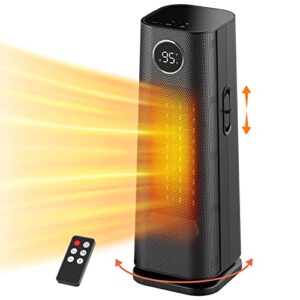 Wind Talk Space Heater for Indoor Use, 1500W Electric Oscillating Portable Ceramic Tower Heater with Remote, Thermostat, 24Hrs Timer, Wind Direction Adjust, Quiet Room Heater Safe for Office Bedroom