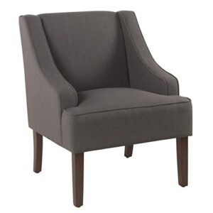 HomePop Velvet Swoop Arm Living-Room-Chairs, Dark Charcoal