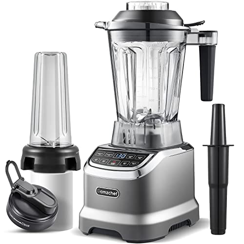 AMZCHEF Smoothie Countertop Blender, 1800 W Professional Blender for Kitchen with 600ml Travel bottle, High-Speed Blender for Shakes, Smoothies, Ice Crushing, Frozen Fruits(Update)