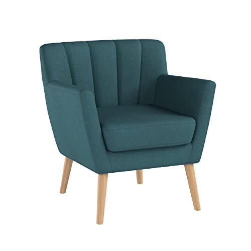 Christopher Knight Home Merel Mid Century Modern Fabric Club Chair, Dark Teal/Natural