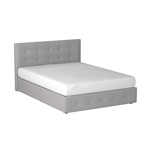 DHP Rose Upholstered Platform Bed with Underbed Storage Drawers and Button Tufted Headboard and Footboard, No Box Spring Needed, Full, Gray Linen