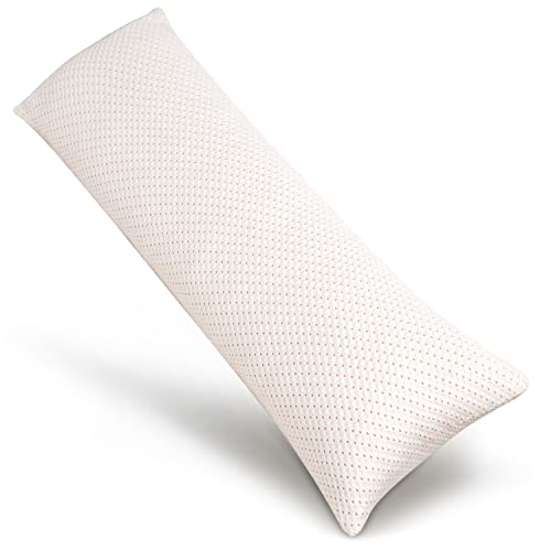 ELEMUSE Full Body Pillow for Adults - Shredded Memory Foam & Zippered Cooling Bamboo Cover - 20 x 54 Long Pillow for Sleeping - Bed Pillows for Side Sleeper
