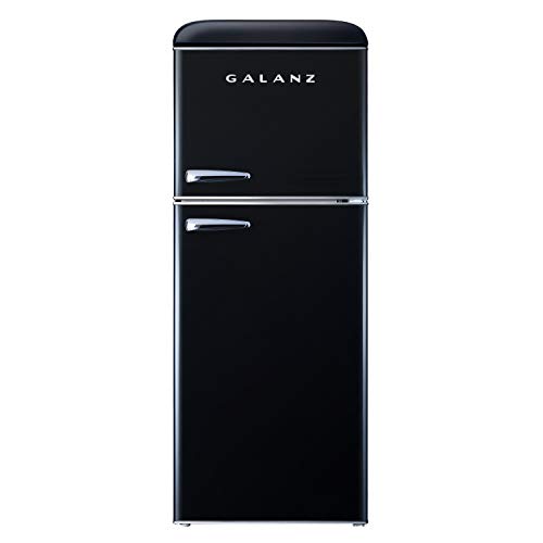 Galanz GLR46TBKER Retro Compact Refrigerator, 4.6 Cu.Ft Mini Fridge , Dual Door, Adjustable Mechanical Thermostat with True Freezer, Black