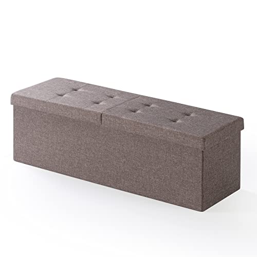 Otto & Ben 45" Storage Ottoman with SMART LIFT Top, Upholstered Tufted Bench, Foot Rest, Brown