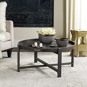 Safavieh Home Collection Cursten Retro Wood Tray Top Coffee Table, Dark Grey