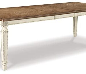Signature Design by Ashley Realyn French Country Dining Extension Table, Seats up to 8, Chipped White