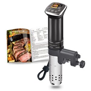 Sous Vide Cooker Ultra-Quiet: Color LCD Recipes IPX7 Waterproof Circulator Cooker Brushless DC Motor 1100 Watts Immersion Circulator Include Sous Vide Cookbook by KitchenBoss