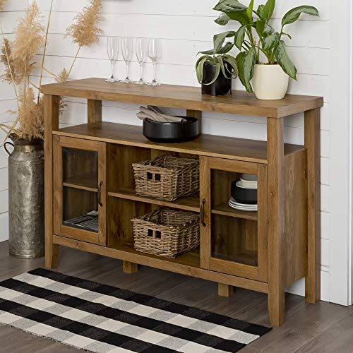 Walker Edison Tall Wood Universal TV Stand with Open Storage For TV's up to 58" Flat Screen Living Room Storage Entertainment Center, 52 Inch, Barnwood