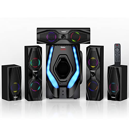 Bobtot Home Theater Systems Surround Sound Speakers - 1200 Watts 10 inch Subwoofer 5.1/2.1 Channel Home Audio Stereo System with HDMI ARC Optical Bluetooth Input for 4K TV Ultra HD AV DVD FM Radio USB