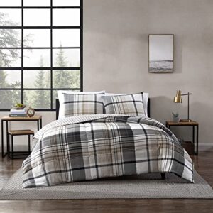 Eddie Bauer - Queen Comforter Set, Plaid Reversible Bedding, Stylish & Warm Home Decor (Normandy Grey, Queen)