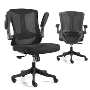 Eognyzie Ergonomic Home Office Desk Chairs with Wheels for Computer Gaming Work Chair with Adjustable Ergonomic Back Support, Mesh Chair with Adjustable Lumbar Support for Home Office Work